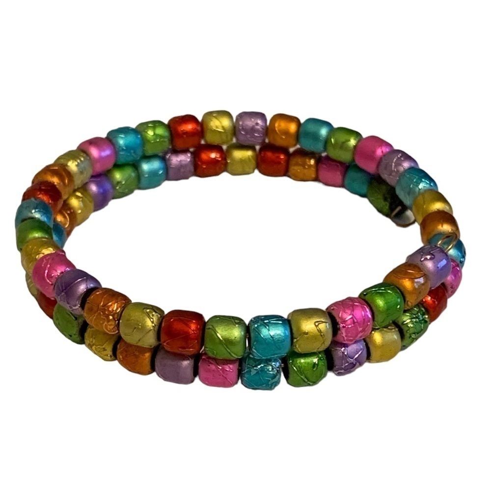 Multicolored Beaded Memory Wire Bracelet